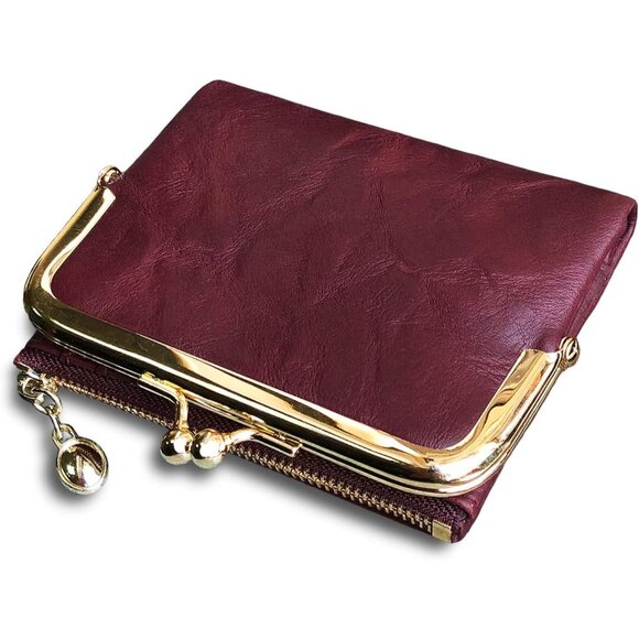Handbags - Ladies Coin Purse with Zipper and Kiss Lock, Women  leather vintage wallet